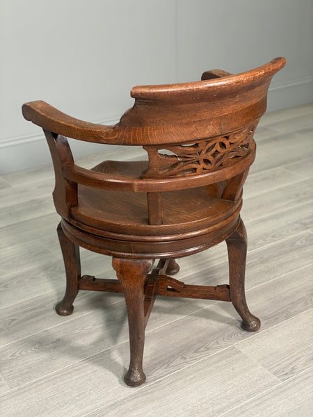 19th Century Revolving Oak Desk Chair