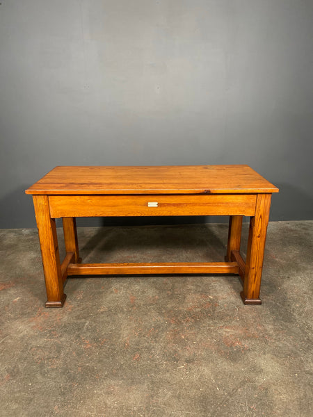 Antique Victorian Pitch Pine Gothic Church Console Table