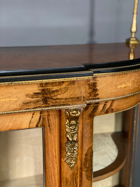Victorian Walnut Bow Fronted Credenza