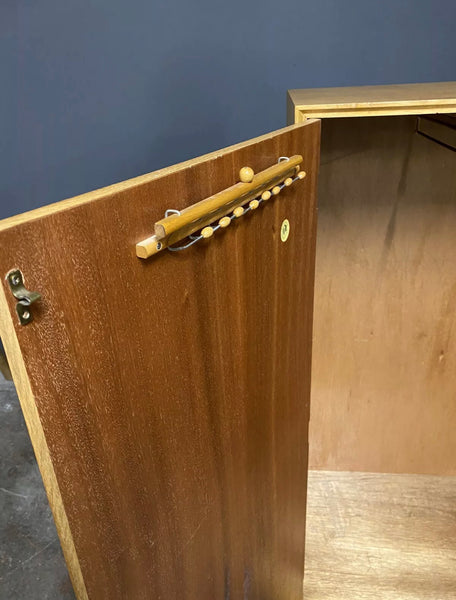 Small Mid Century Meredew Light Oak Gentleman’s Wardrobe