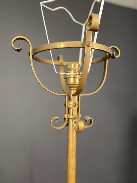 Large 19th Century Art Nouveau Adjustable Brass Onyx Floor Lamp