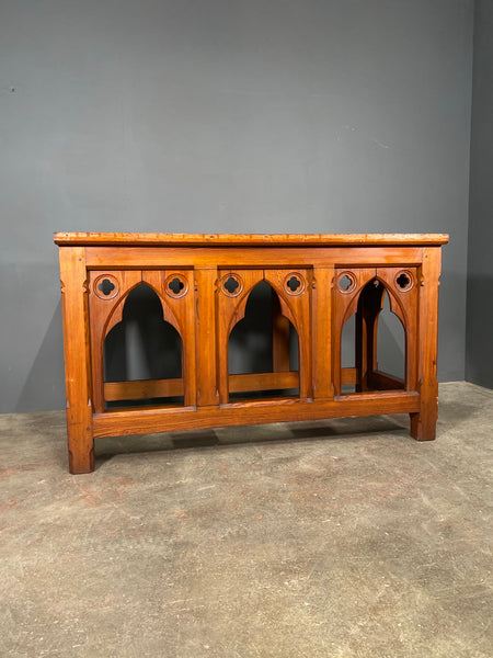 Large Victorian Gothic Pitch Pine Church Altar Table