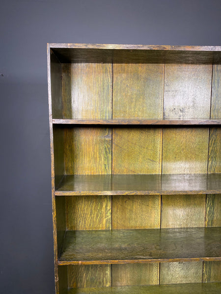 Large Early Victorian Green Oak Bookcase