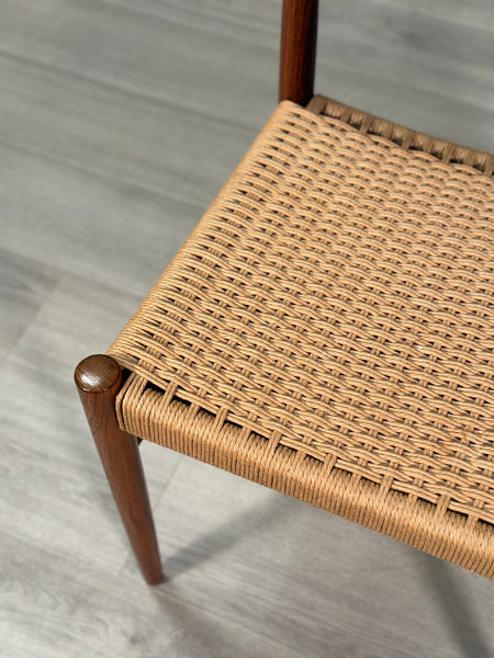 Set Of 6 H.W. Klein Rosewood And Paper Cord Dining Chairs By Bramin