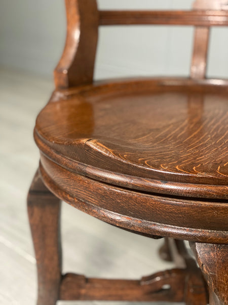 19th Century Revolving Oak Desk Chair