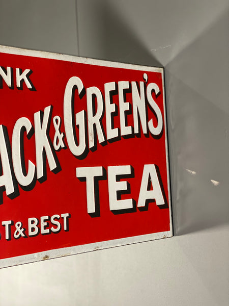 Double Sided Black & Greens Tea Vintage Enamel Sign
