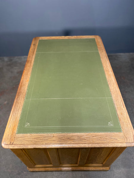 Art Deco Light Oak Panelled Desk c1930