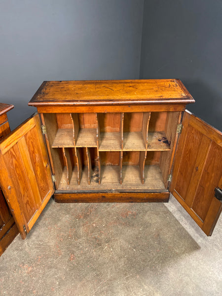 Matching Pair Of Victorian Pitch Pine School Cupboards