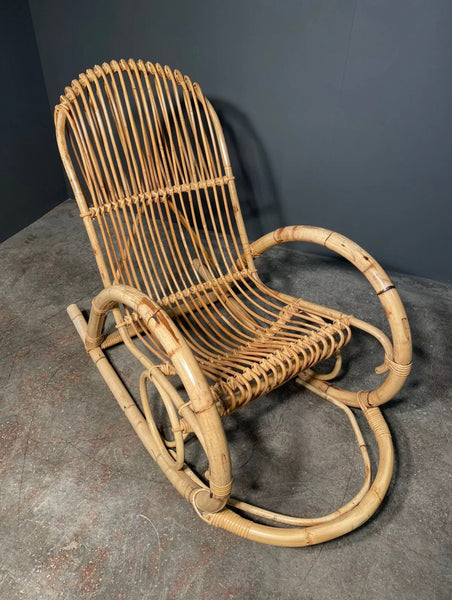 Mid Century Franco Albini Bamboo Rocking Chair