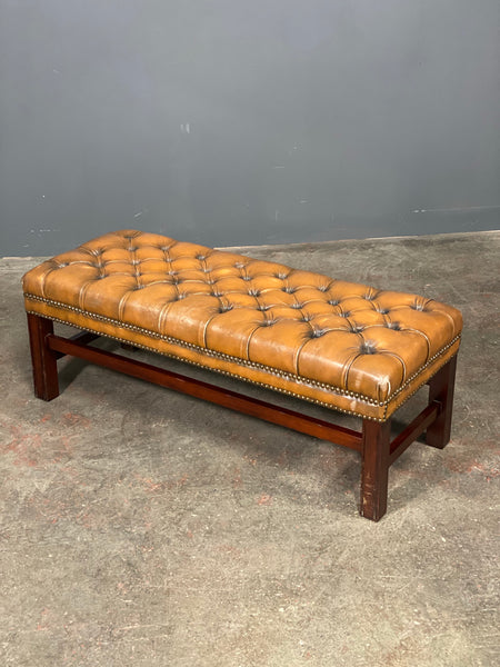 Large Chesterfield Leather Footstool