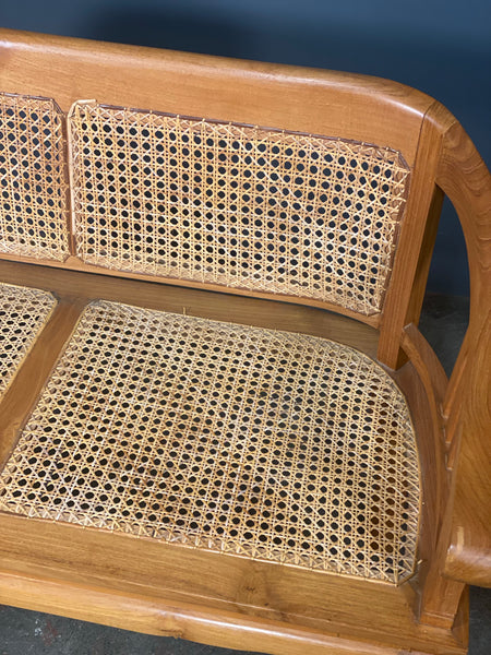 Mid Century Elm Bergere Bench