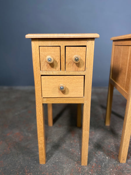 Mid 20th Century Solid Oak Pair Of Bedside Cabinets