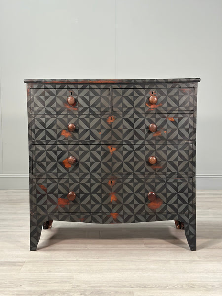 19th Century Geometric Painted Chest Of Drawers