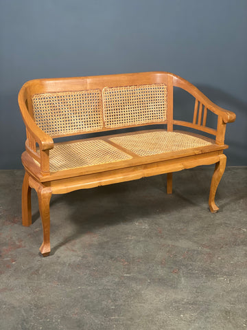 Mid Century Elm Bergere Bench