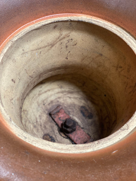 Large Glazed Terracotta Urn On Plinth
