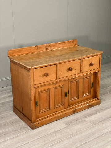 19th Century Pine Sideboard Server With Sliding Doors