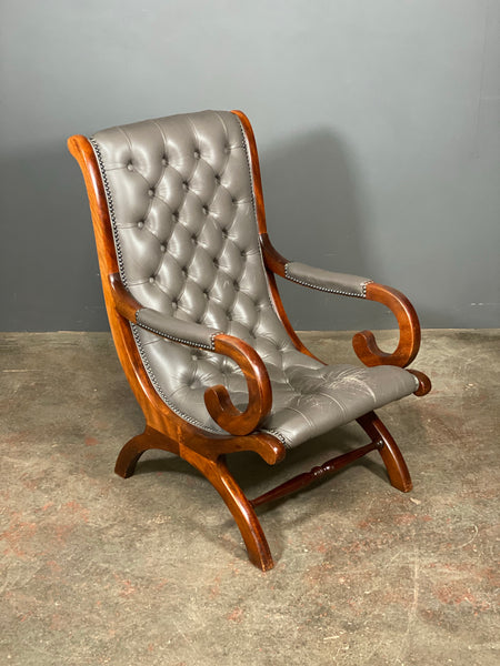 A Vintage Leather Chesterfield Slipper Chair