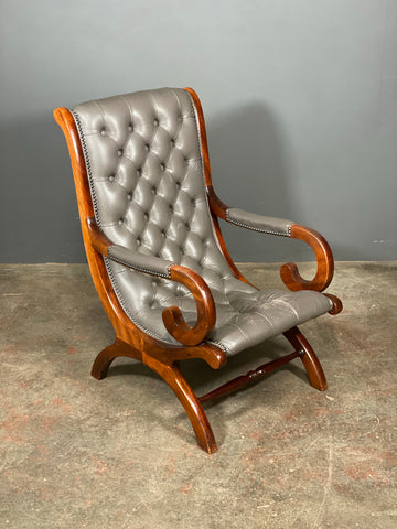 A Vintage Leather Chesterfield Slipper Chair