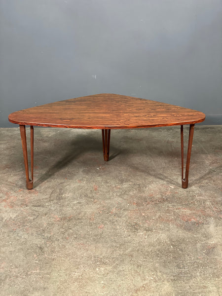 Mid Century Rosewood Veneer Tripod Coffee Table