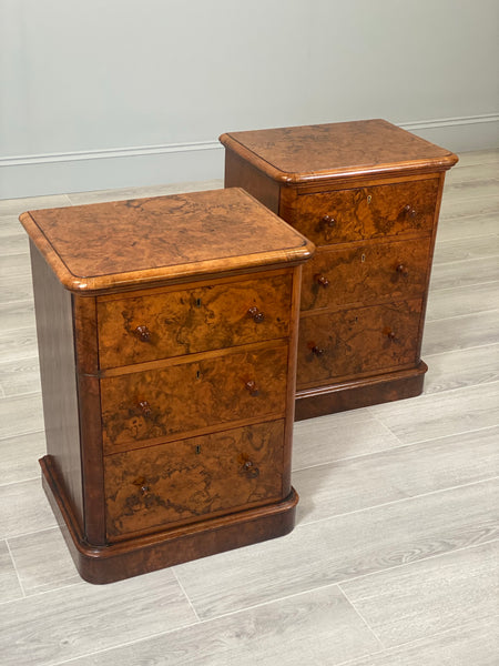 19th Century Burr Walnut Bedside Cabinets