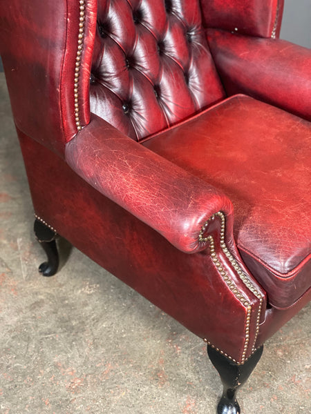 Vintage Chesterfield Wing Back Armchair