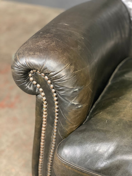 20th Century Dark Green Chesterfield Leather Armchair