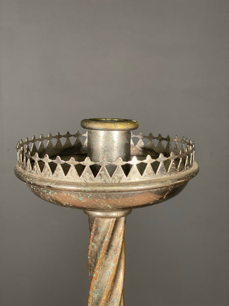 Large 19th Century Silver Plated Bronze Church Candlestick