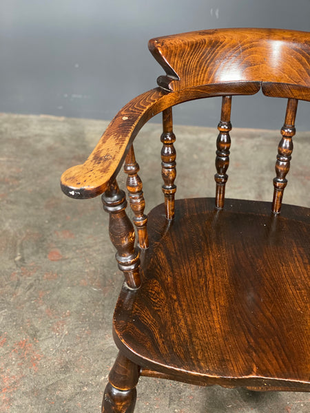 Antique Captains Smokers Bow Elm Desk Chair