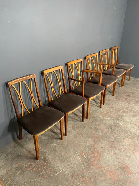 Mid 20th Century G Plan Extending Dining Table With 6 Chairs