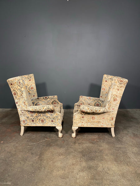 A Pair Of 20th Century Antique Floral Armchairs By Beresford And Hicks