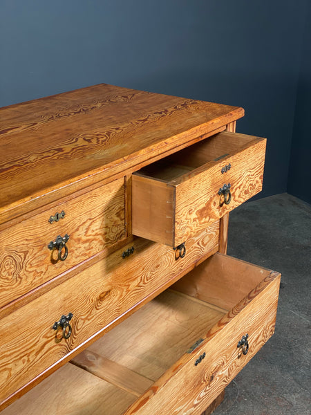 Victorian Pitch Pine Gothic Chest Of Drawers