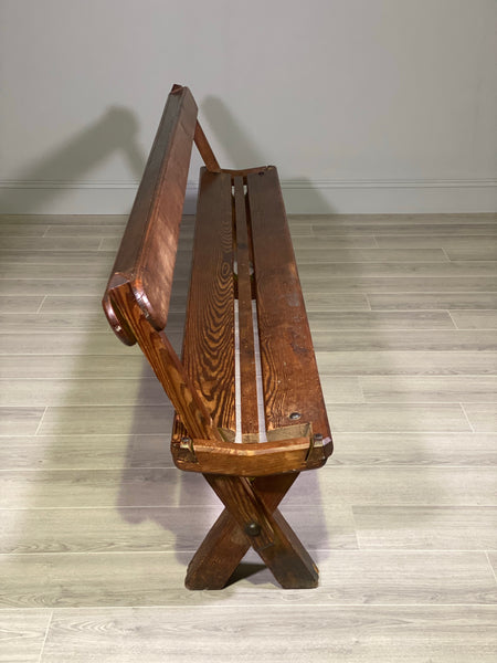 19th Century Pitch Pine Tram Bench