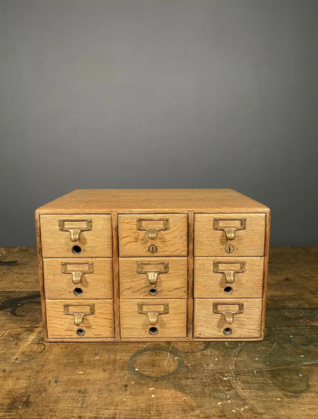 Early 20th Century Oak Index 9 Drawer Cabinet