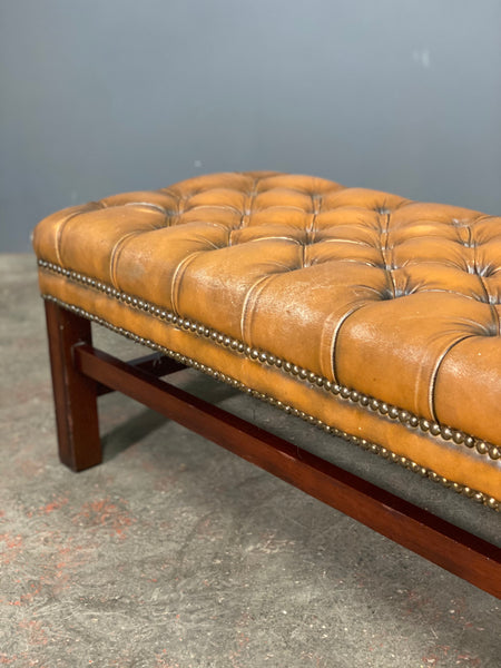Large Chesterfield Leather Footstool