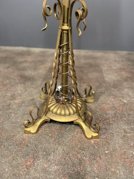Large 19th Century Art Nouveau Adjustable Brass Onyx Floor Lamp