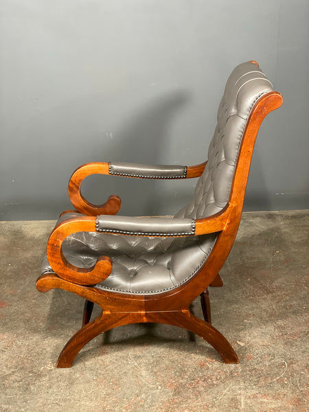 A Vintage Leather Chesterfield Slipper Chair