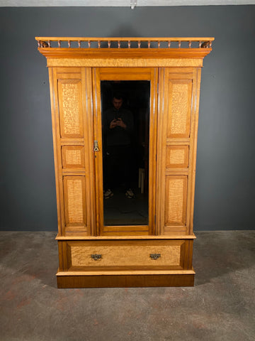 Edwardian Satin Walnut Wardrobe With Drawer