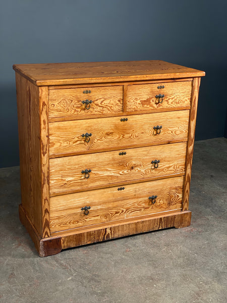 Victorian Pitch Pine Gothic Chest Of Drawers