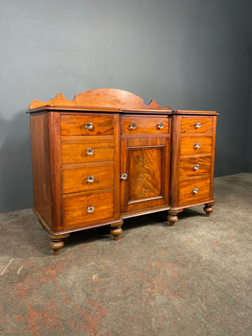 Antique Victorian Figured Mahogany Country Sideboard