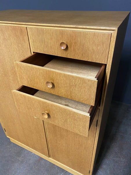 Small Mid Century Meredew Light Oak Gentleman’s Wardrobe