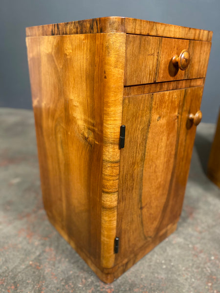 Burr Walnut Art Deco Bedside Cabinets