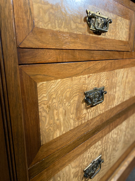 Edwardian Satin Walnut Dressing Table Chest Of Drawers