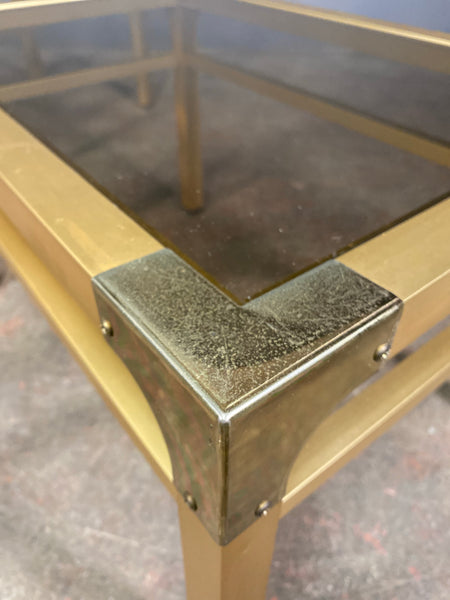 Pair Of 20th Century Anodized Brass Smoked Glass Side Tables
