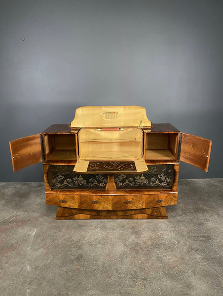 Mid 20th Century Art Deco Walnut Cocktail Cabinet