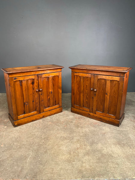 Matching Pair Of Victorian Pitch Pine School Cupboards