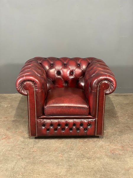 Vintage Chesterfield Club Chair In Oxblood