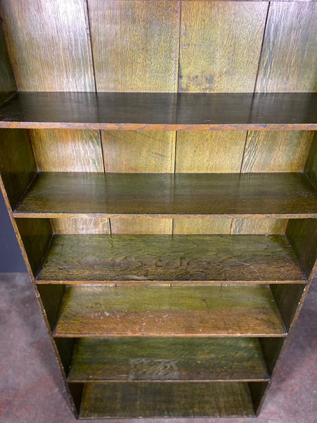 Large Early Victorian Green Oak Bookcase