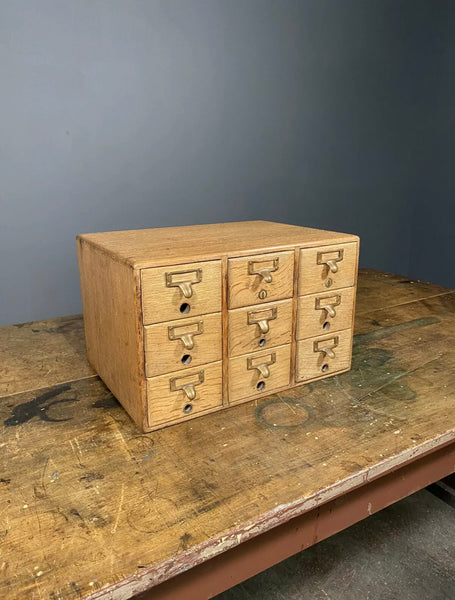 Early 20th Century Oak Index 9 Drawer Cabinet