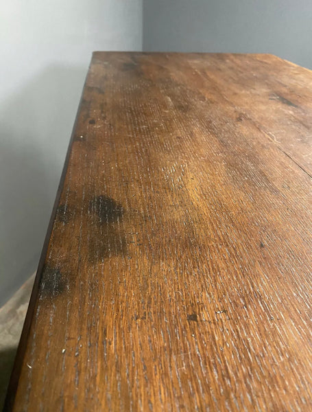 Early Victorian 19th Century Large Inlaid Oak Chest Of Drawers