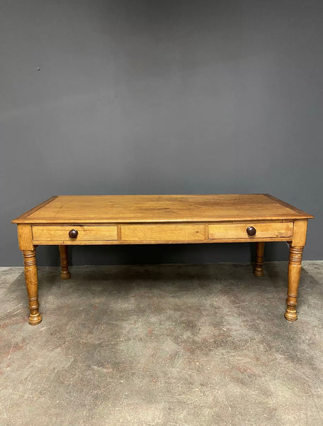Large Antique 19th Century Pine Library Table